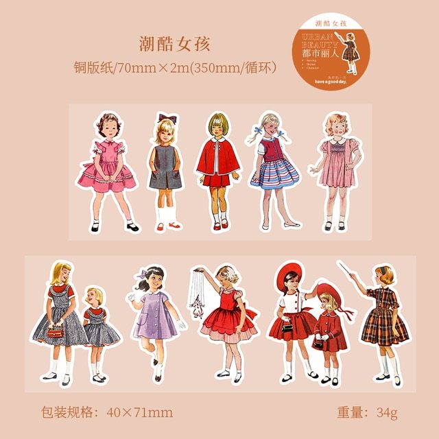 7cm x 2m Fashion Characters Transparent PET Tape-JournalTale