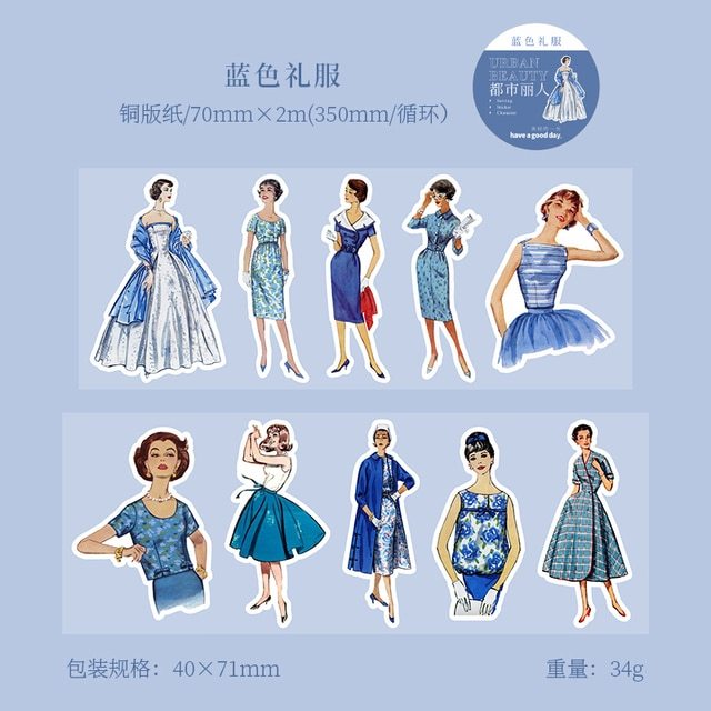 7cm x 2m Fashion Characters Transparent PET Tape-JournalTale