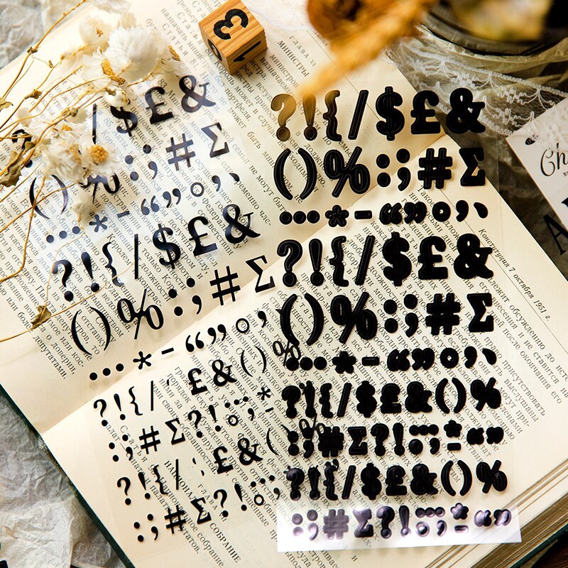 Bronzing Numbers English Letters Punctuation Mark Stickers-JournalTale