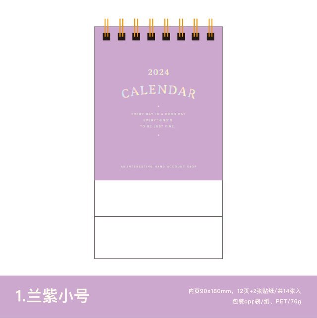 Candy Color Desktop Calendar 2024 with Mark Stickers-JournalTale
