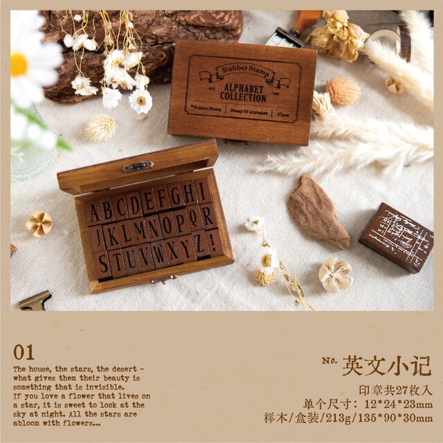Vintage Alphabat Numbers Stamp Set Creative Retro Seal-JournalTale
