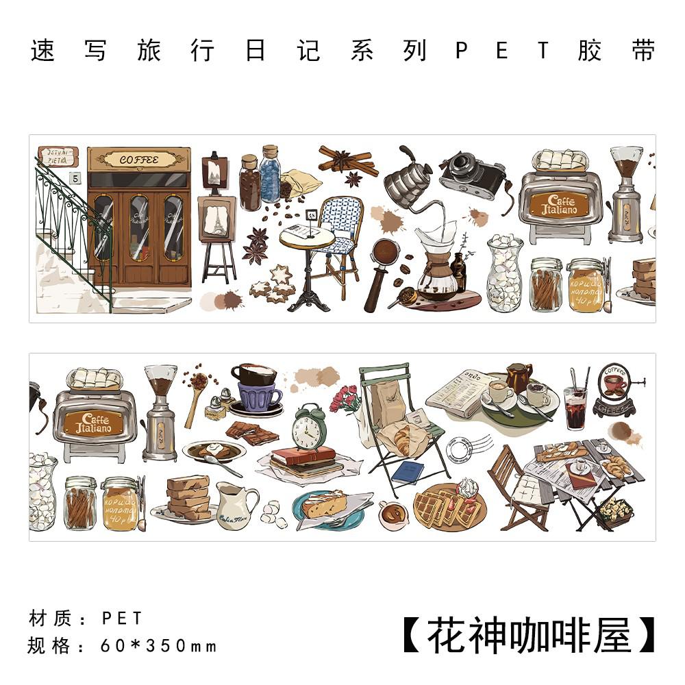 Travel Journey Memory Washi Masking Tape Coffee Shop-JournalTale