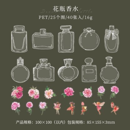 40 Pcs Transparent Glassware Bottle Shape Stickers-JournalTale