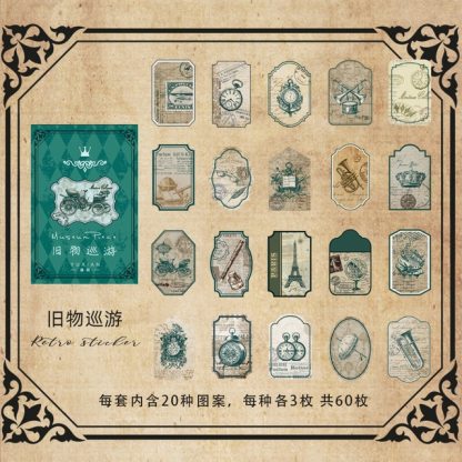 60pcs/box Vintage Stationery Stickers Retro Diary Planner-JournalTale