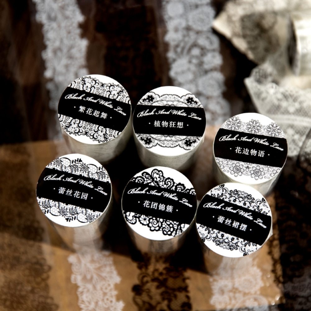 6 Style 200cm/roll Vintage Lace PET Tape-JournalTale
