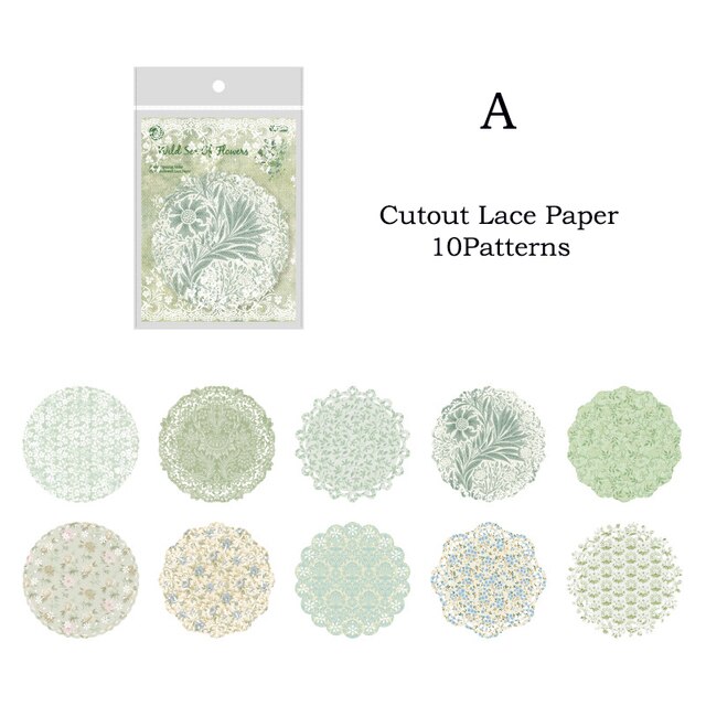 10pcs/pack Aesthetics Cutout Lace Craft Paper Collage-JournalTale