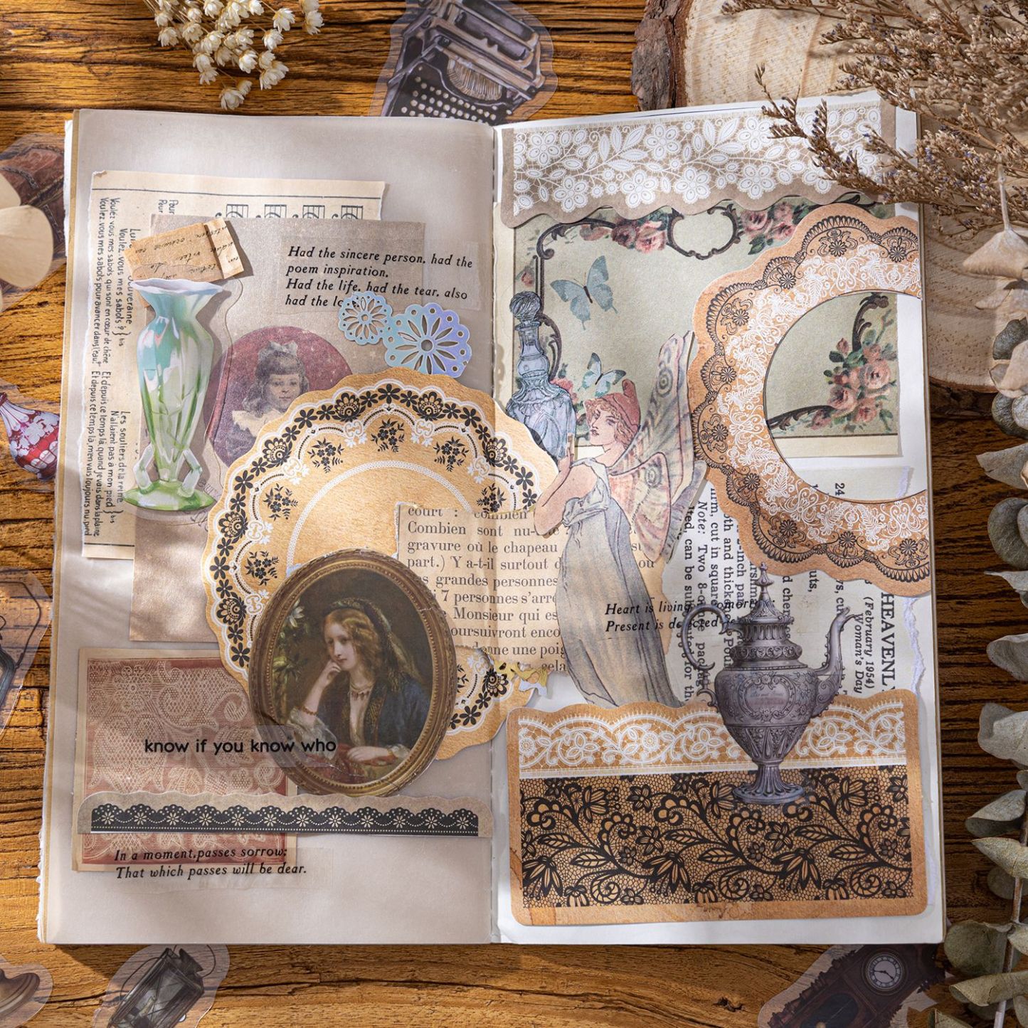 40pcs/pack Antique Style PET Stickers Decor Journal-JournalTale