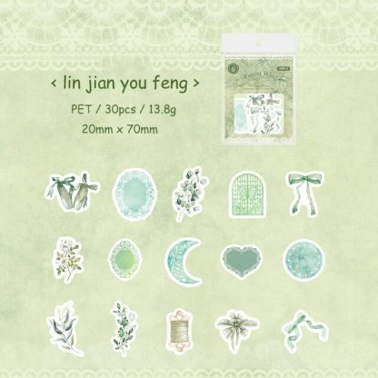 30 Sheets Time Handmade Series Vintage PET White Ink Sticker-JournalTale