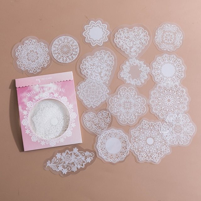30pcs/pack PET Transparent Stickers Lace Series Scrapbook-JournalTale