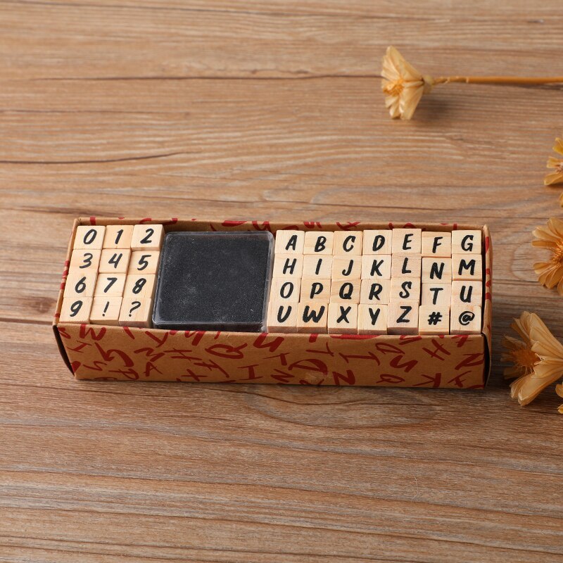 40 Pcs Alphabet Stamps Vintage Wooden Rubber Letter-JournalTale