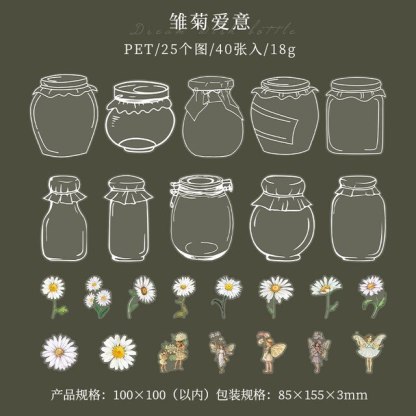 40 Pcs Transparent Glassware Bottle Shape Stickers-JournalTale