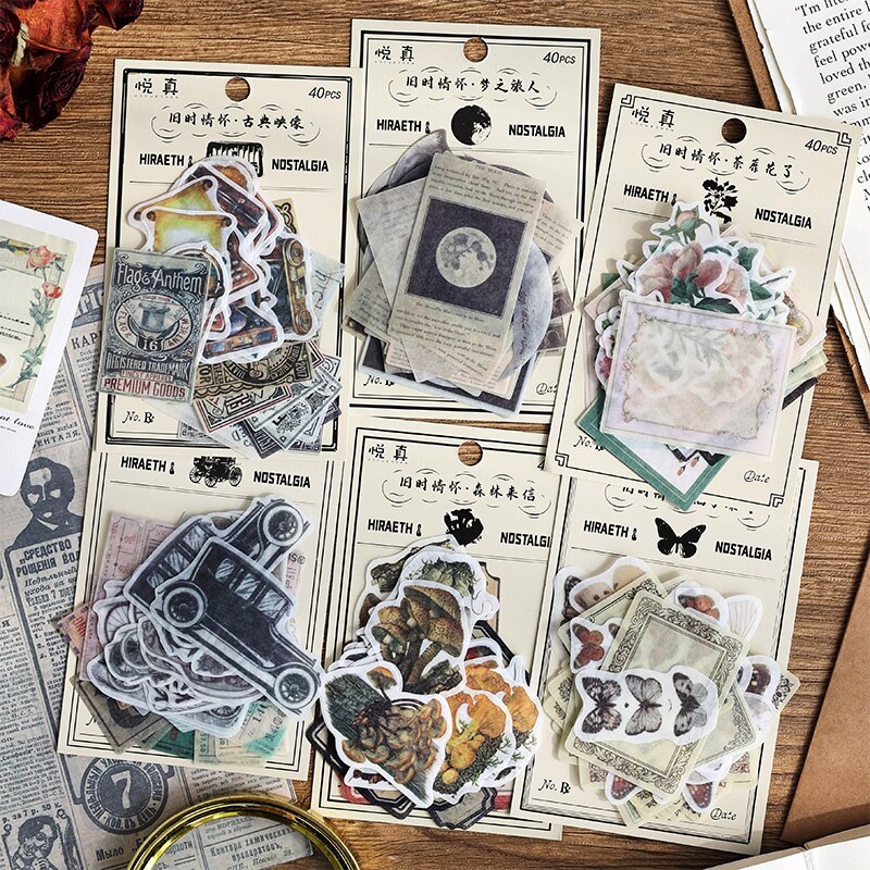 40pcs/pack Vintage Washi Paper Stickers Kit for DIY-JournalTale