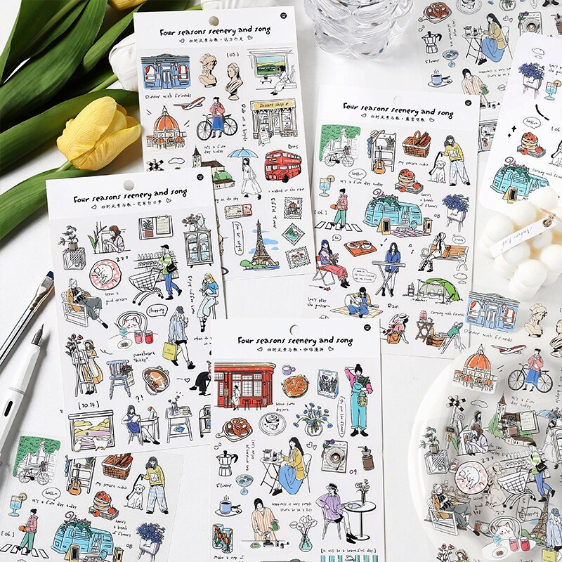1 sheets Aesthetics Labels Stickers Planner journaling Sticker-JournalTale