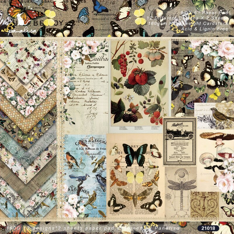 12 Sheets Vintage Plant Collections Scrapbooking Material Papers-JournalTale
