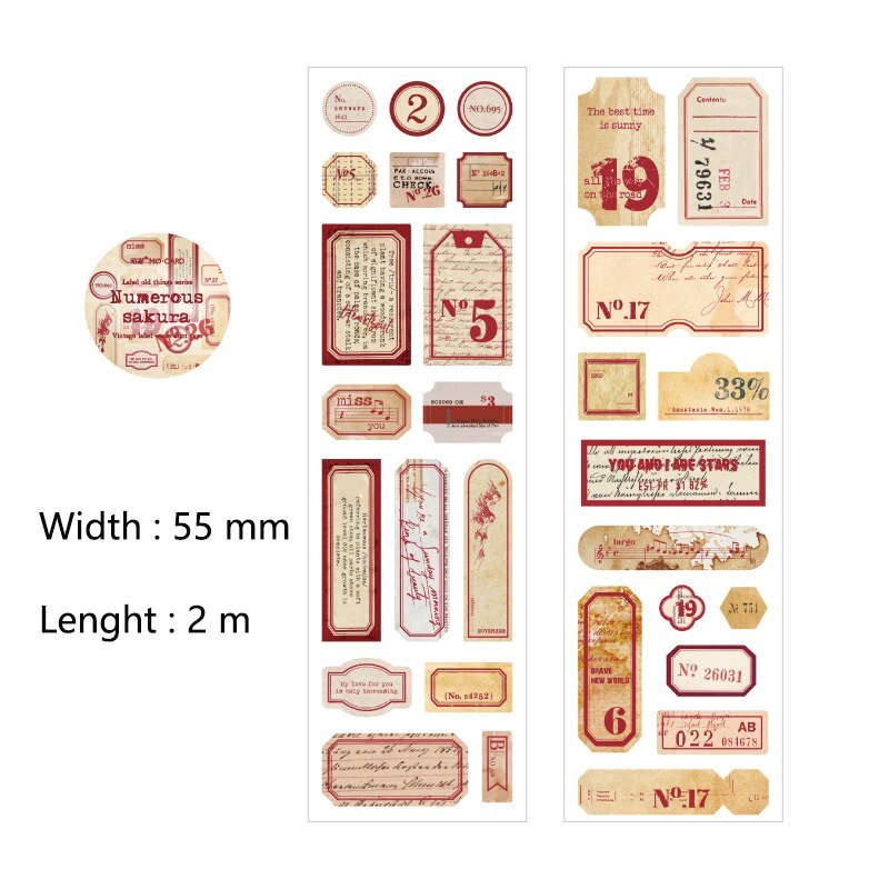 55mm*2m Vintage Letters Writable Tapes-JournalTale