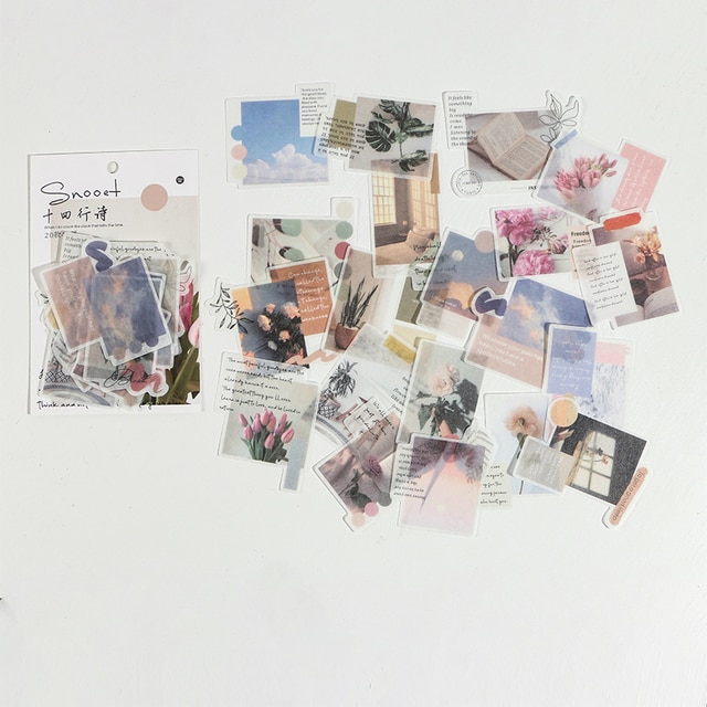 40pcs/pack Letter of Time Poetry Washi Paper Stickers-JournalTale