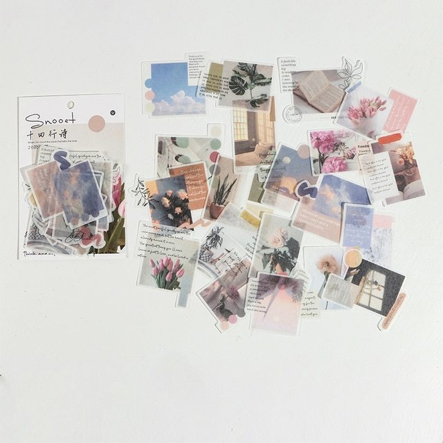 40pcs/pack Letter of Time Poetry Washi Paper Stickers-JournalTale