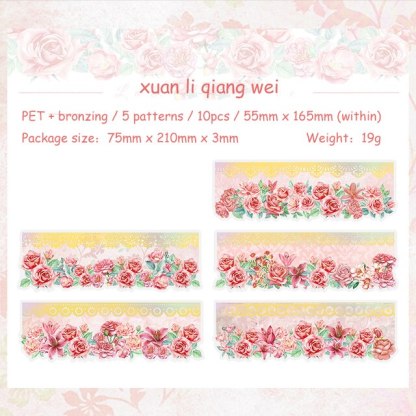 10 Sheets Lace Romance Series Flower Landscaping PET Sticker-JournalTale