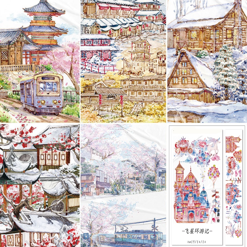 26 Designs To Choose Basic 2 Meter Cute Washi Tape Landscaping Characters Ancient Style Stickers-JournalTale