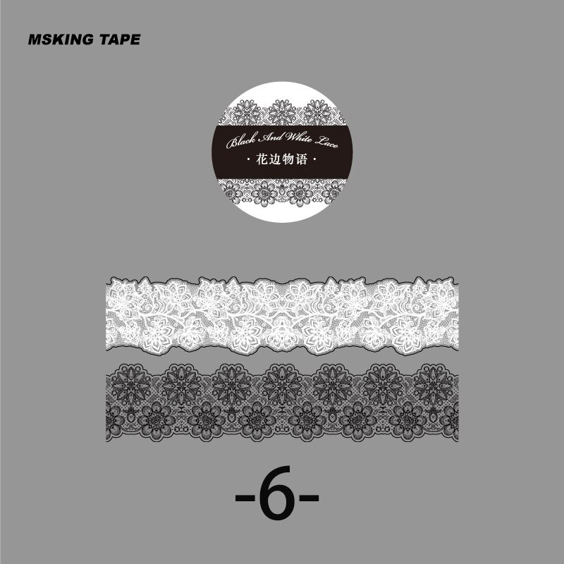 6 Style 200cm/roll Vintage Lace PET Tape-JournalTale