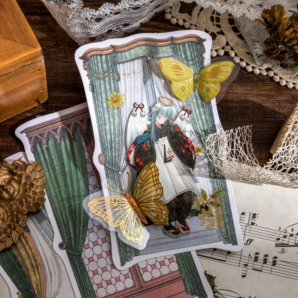 10 Pcs Vintage Classical Curtains Stickers Pack DIY Scrapbooking-JournalTale
