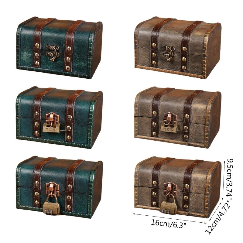 Retro Treasure Chest Vintage Wooden Storage Box-JournalTale