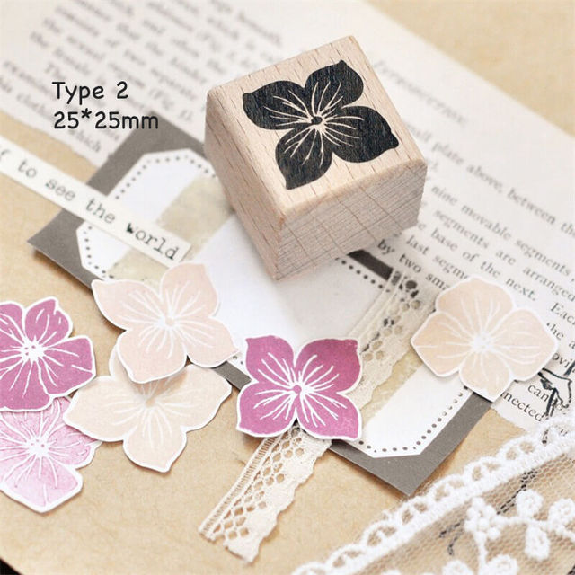 Stamp Wooden Scrapbook Supplies Flower Petal Birds Stamps-JournalTale