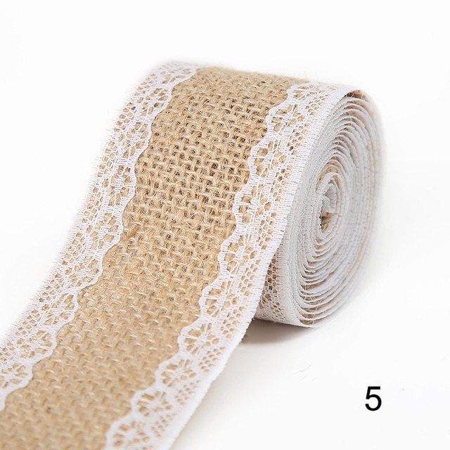 2M 5CM Natural Jute Burlap Rolls with Lace-JournalTale