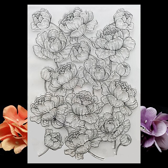 Flowers Background Transparent Clear Silicone Stamp-JournalTale