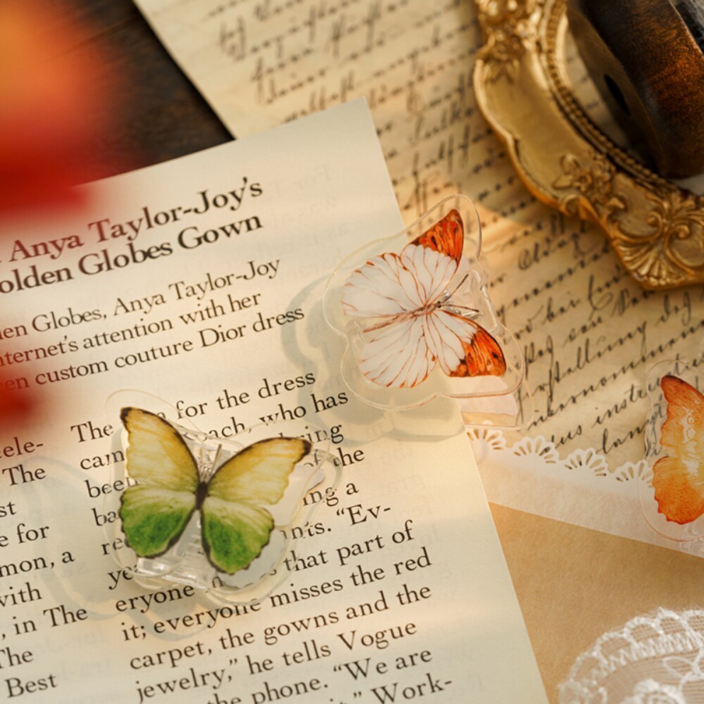 6 Style Literary Romantic Clip Creative Transparent Butterfly Clip-JournalTale
