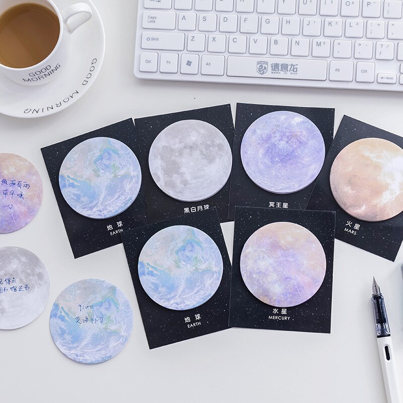 1X Starry Planet Series Round Shape Memo Pad-JournalTale