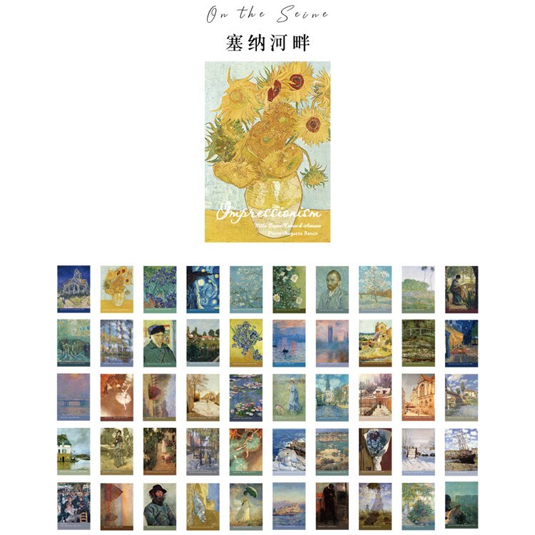 50 Sheets Natural Scenery Art Paintings Stationery Stickers Book-JournalTale