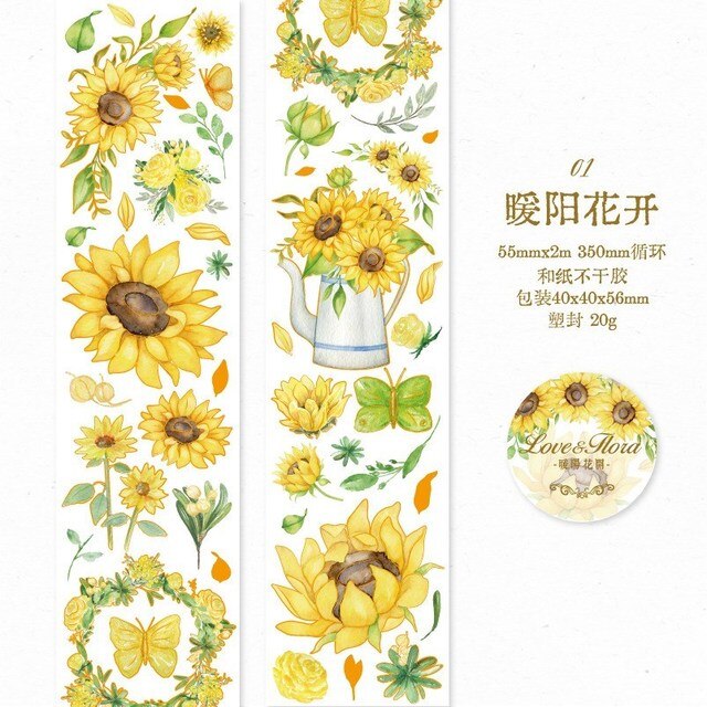 Sunflower Rose Series Washi Tape Washi Masking Tape-JournalTale