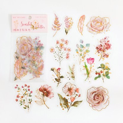 30pcs/pack PET Transparent Rose Flower Stikers-JournalTale