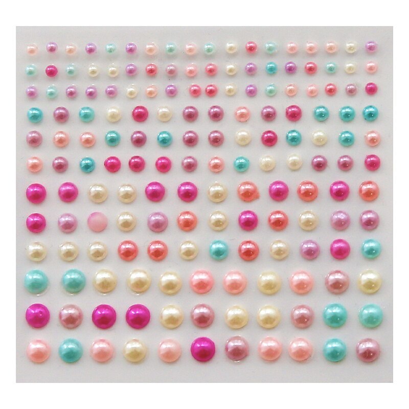 1 Sheet Plastic Semi-circular Pearl Decoration Stickers-JournalTale