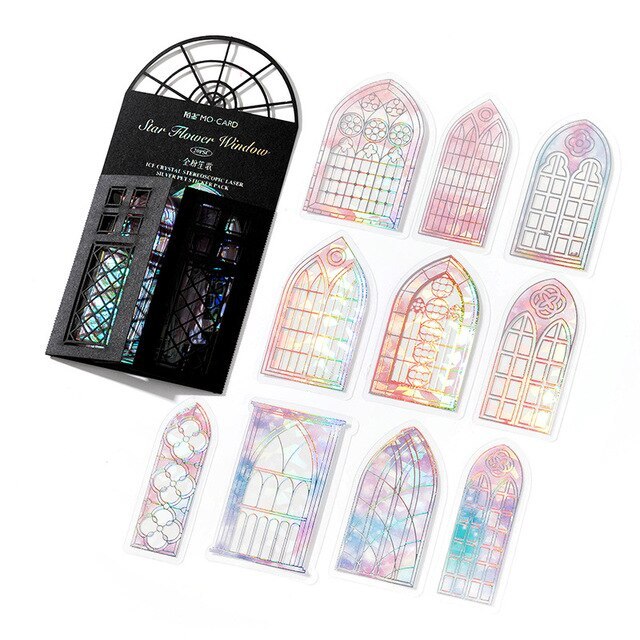 20pcs Retro Foil Silver Laser Window Stickers Pack-JournalTale