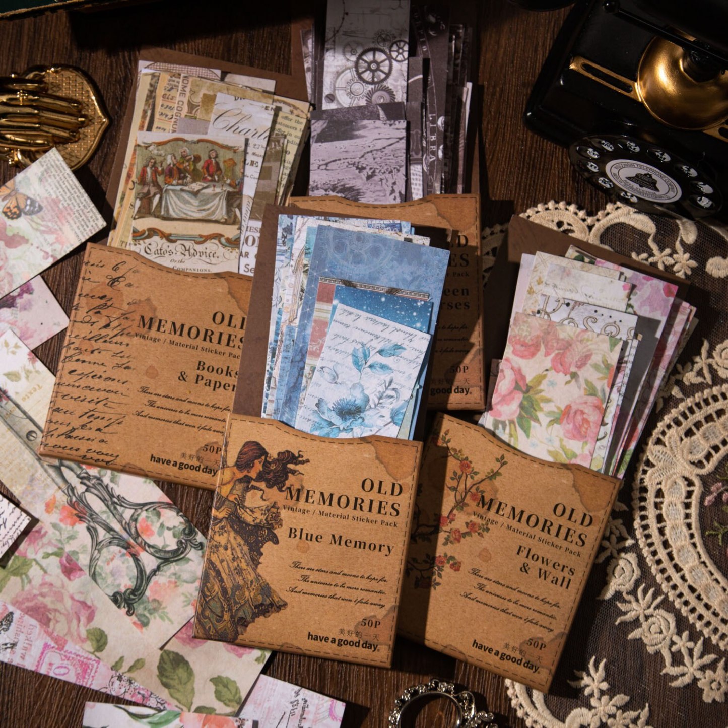 50pcs/1lot Scrapbook Sticker Vintage Memories Sticker-JournalTale