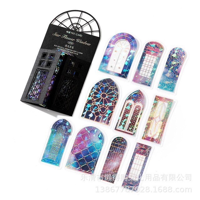 20pcs Retro Foil Silver Laser Window Stickers Pack-JournalTale