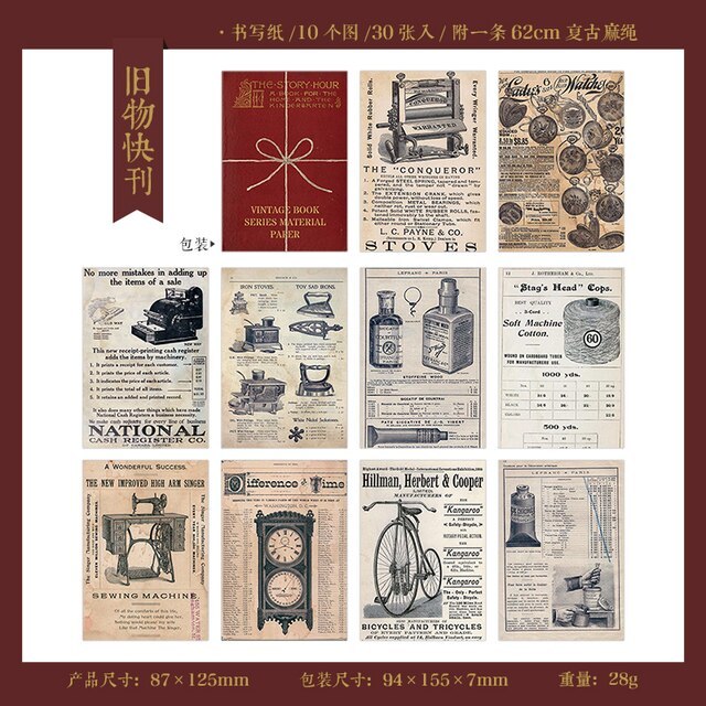 30 pcs/lot Vintage Material paper DIY Decorative collage-JournalTale