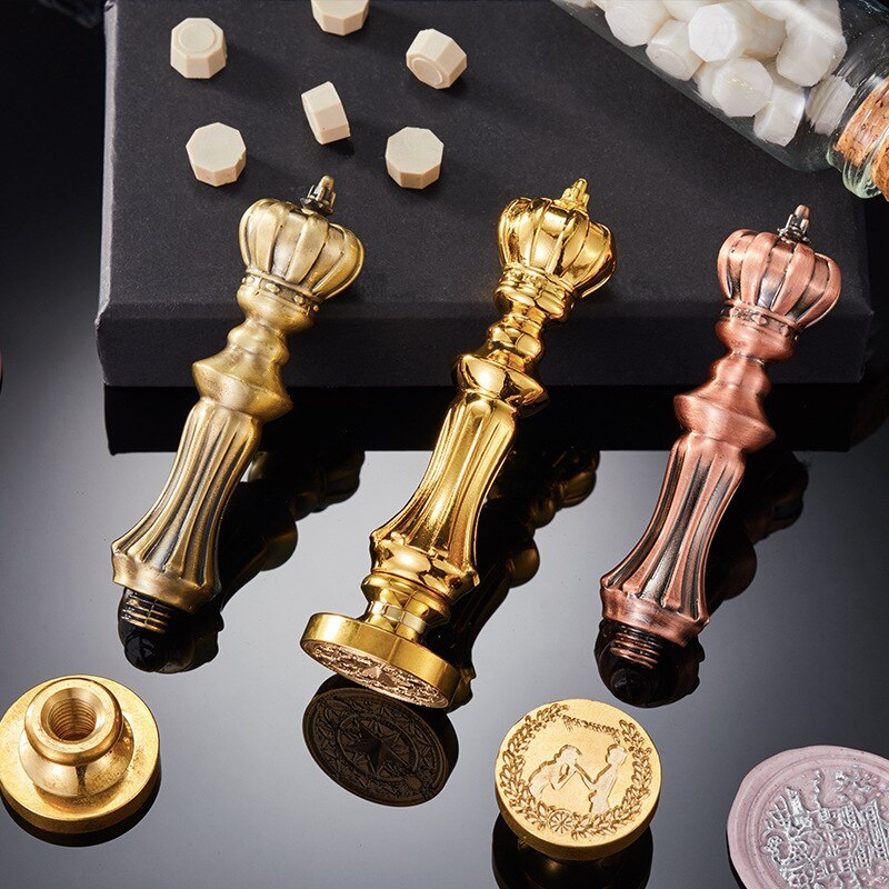 Gift box Crown Style Wax Seal Stamp Handle Retro Metal-JournalTale