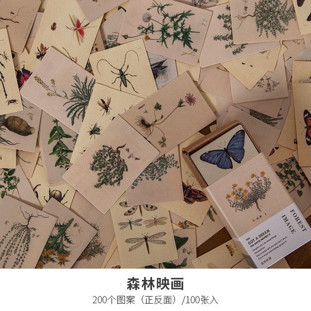 100pcs Vintage Plant Butterfly Material Paper-JournalTale