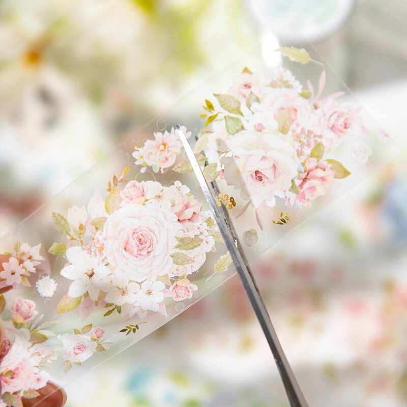 5x200cm Flower PET Tape Transparent Floral Masking Tape -JournalTale