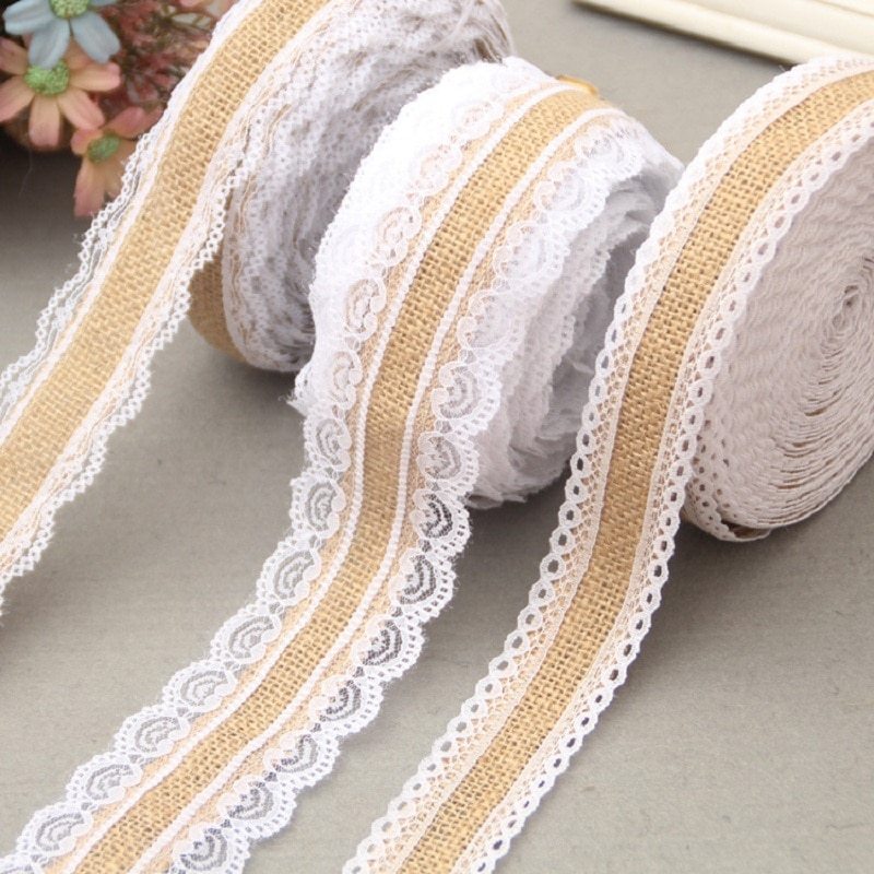 2Meter/Lot 25mm Natural Jute Burlap Hessian Lace-JournalTale