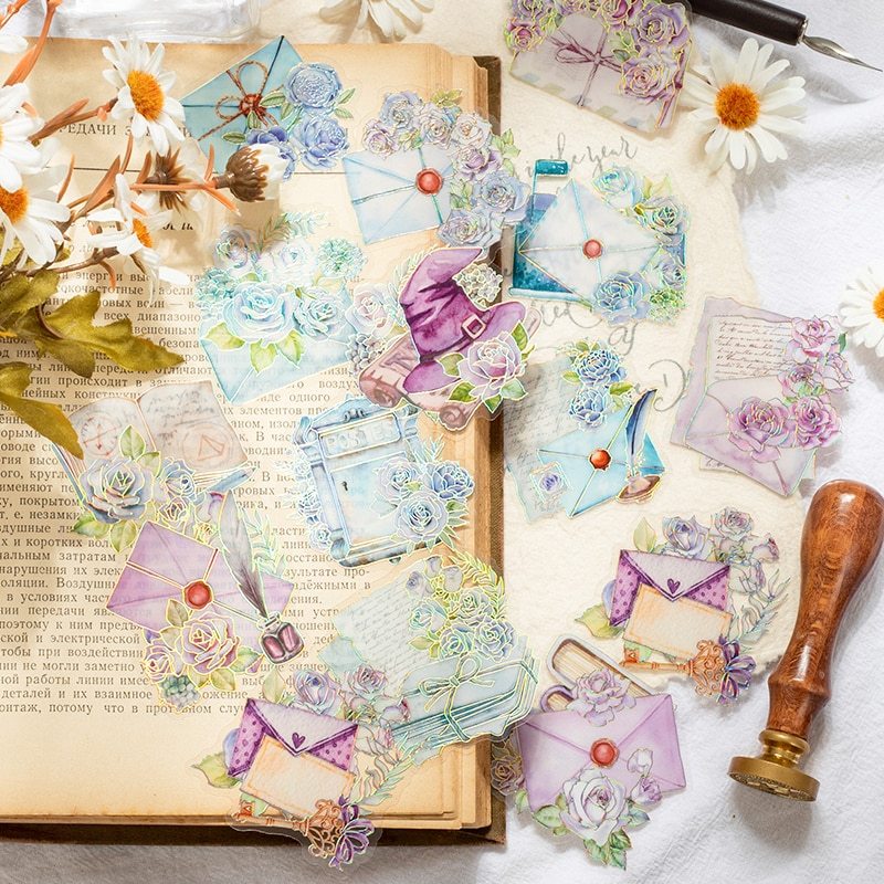 20pcs/pack Creative Laser Gliding Stickers Aesthetic Flowers-JournalTale