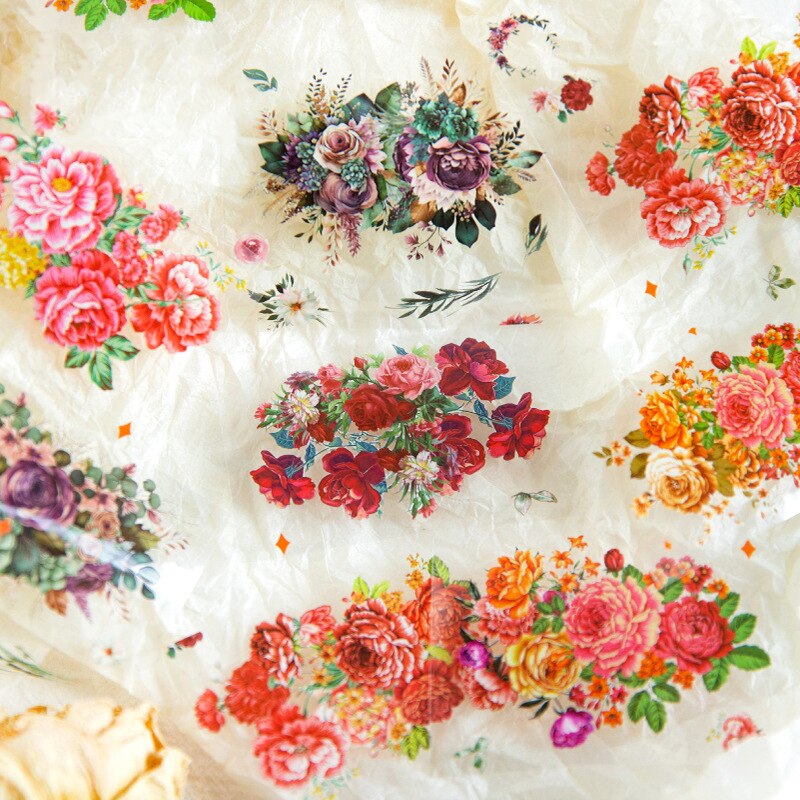 75mm*2m Aesthetics PET Tape Floral Tape DIY Scrapbooking Decor Tapes-JournalTale