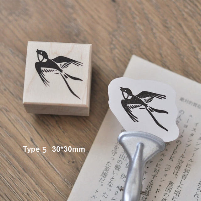 Stamp Wooden Scrapbook Supplies Flower Petal Birds Stamps-JournalTale