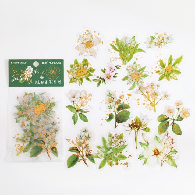 30pcs/pack PET Transparent Rose Flower Stikers-JournalTale