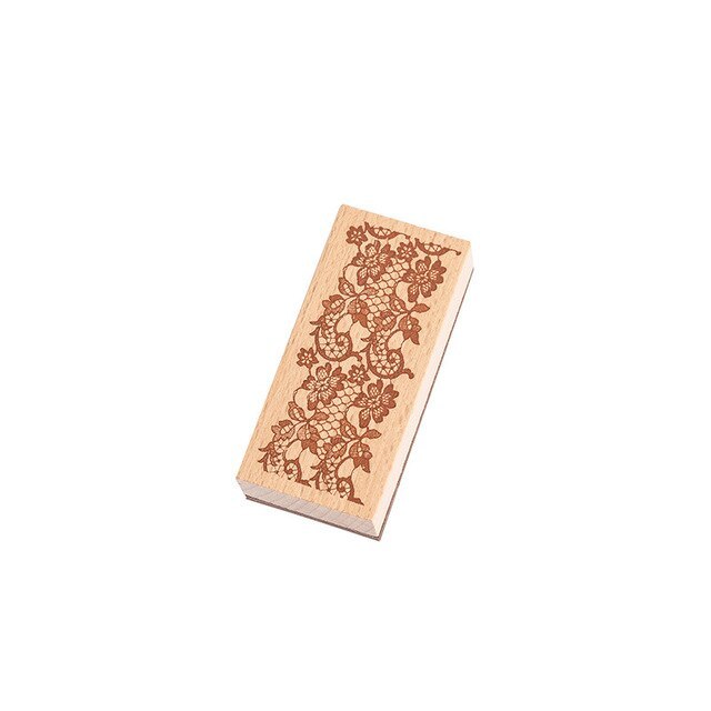 1pcs Vintage Wooden Stamp DIY Lace hemline Wood Rubber Stamps-JournalTale