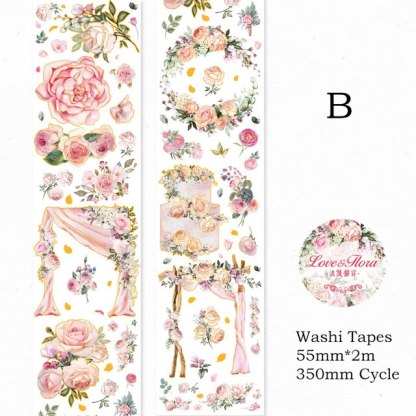 55mm*2m Gold Foil Floral Tapes Washi Paper Sticker-JournalTale