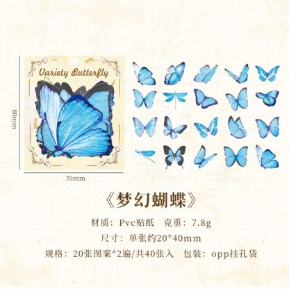 40pcs Color Butterfly Decorative Waterproof Stickers-JournalTale